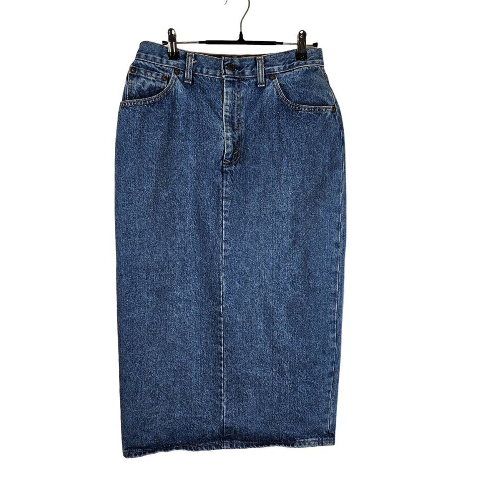 Vintage Levis 505 Jean Skirt Womens Size 13 Denim Midi Slit 95505 1206 80s 90s
